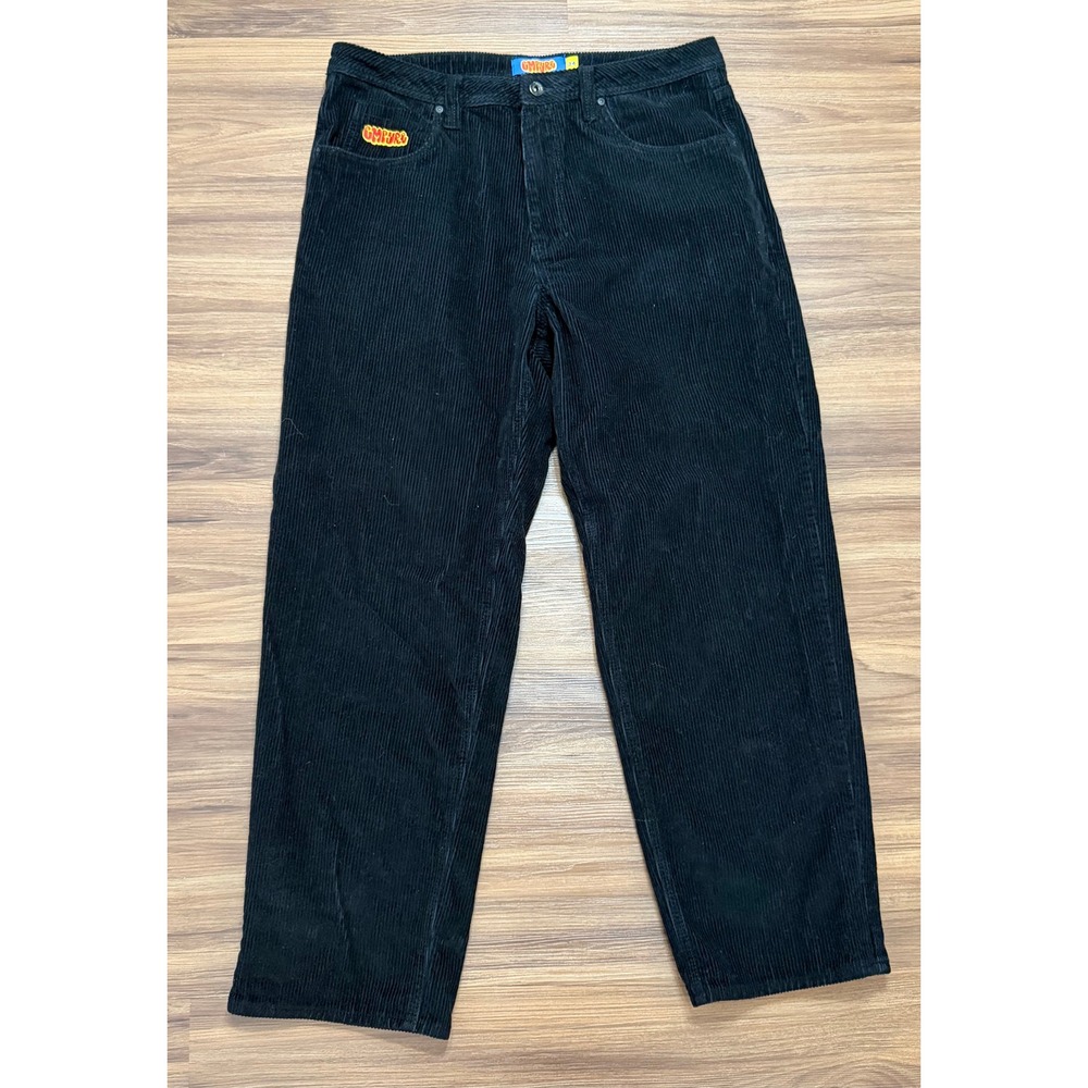 Empyre Relaxed Fit Corduroy Pants Mens Black Skate Streetwear Wide Leg Sz 34